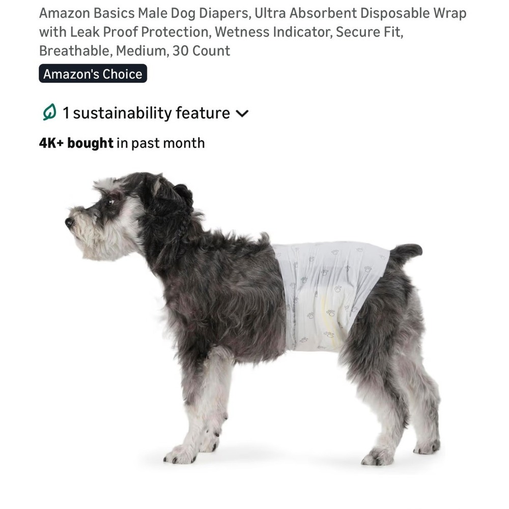 Male Dog Diapers Medium 60 Count Disposable Leak Proof Belly Bands